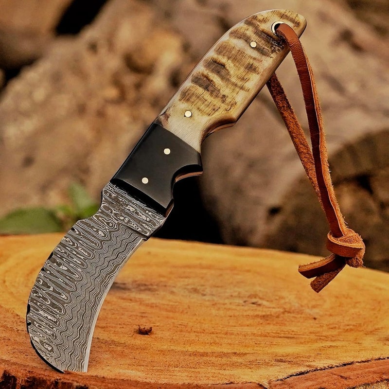 BE BREAK EDGE Handmade 1095 Steel Lineman’s Hawkbill knife with Leather sheath, Heavy Duty Utility Knife blade Electrician Wire Skinning knife for professional. - Image 3